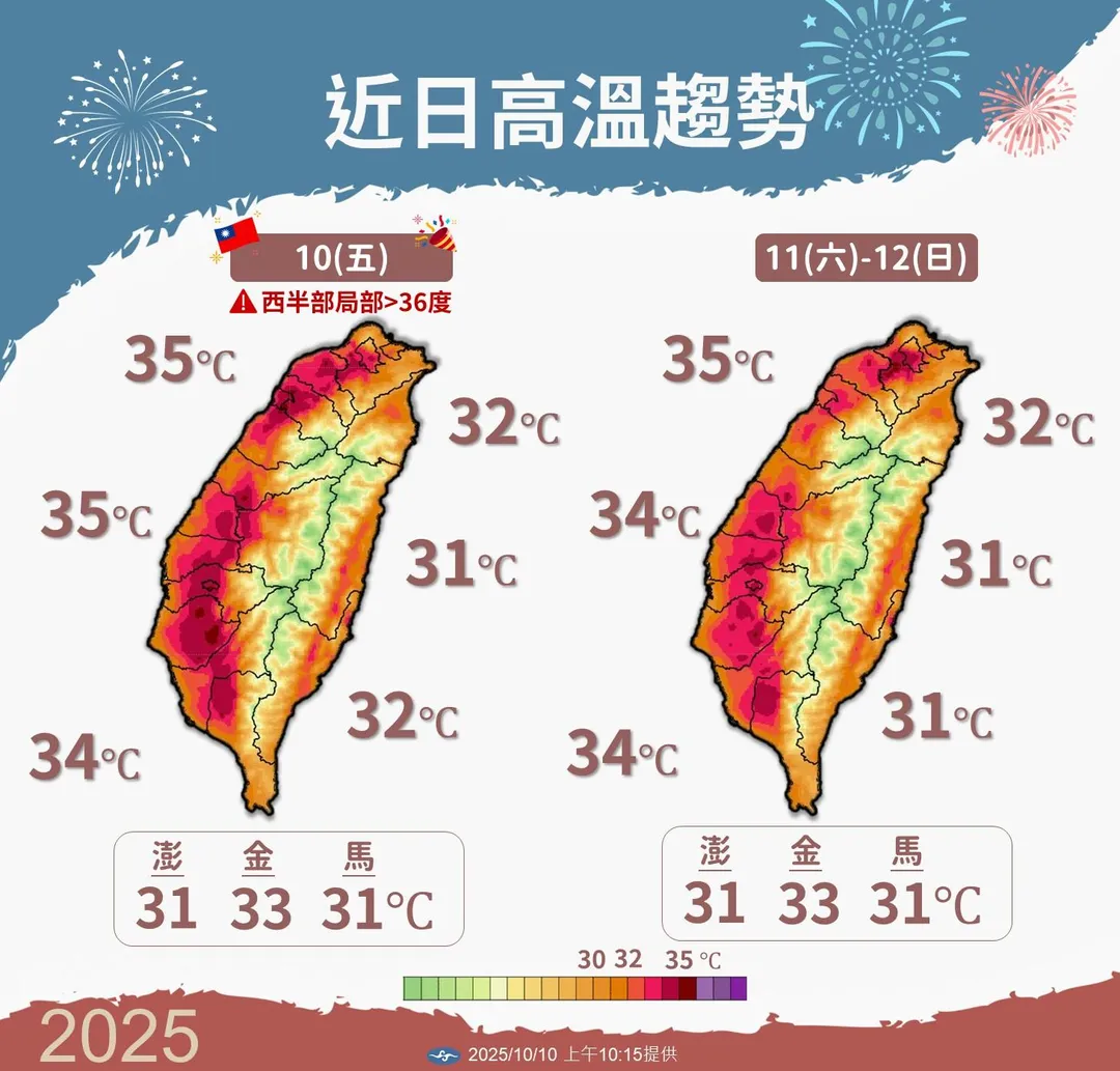 近日高溫趨勢。（圖／中央氣象署）