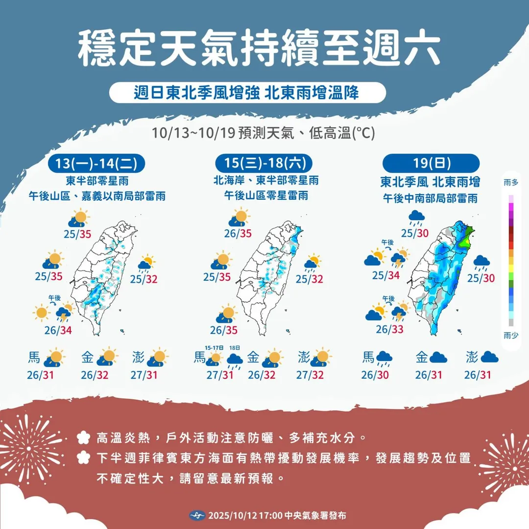 本週天氣出爐。（圖／中央氣象署）