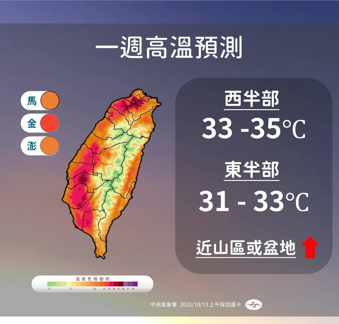 本週高溫預報。（圖／中央氣象署）