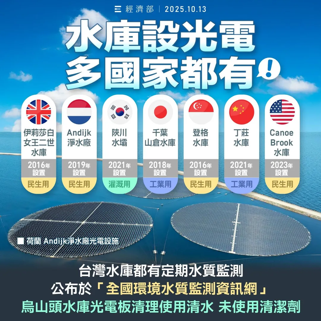 經濟部針對烏山頭水庫光電板澄清。(圖/截自經濟部臉書)