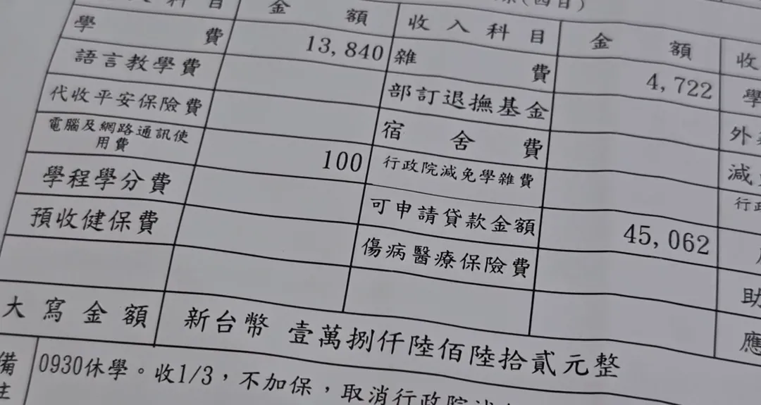 台中朝陽科技大學一名男大生打算休學，卻無力繳納1萬8千元學雜費而無法完成休學程序。（圖／翻攝畫面）