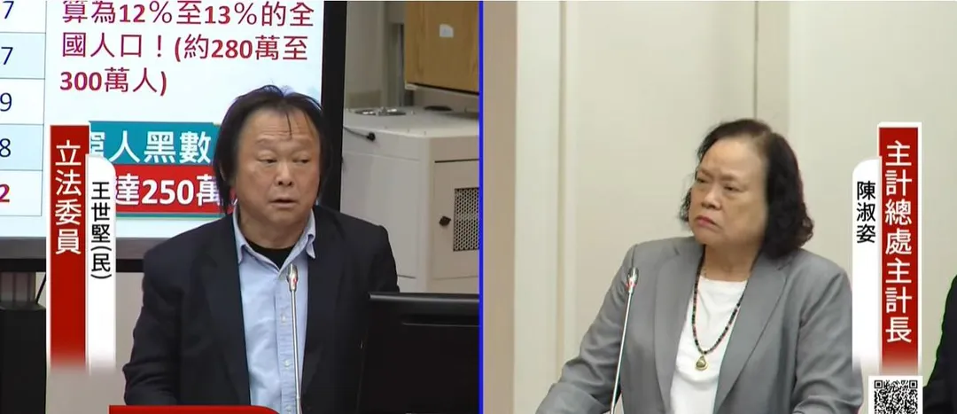 王世堅在質詢陳淑姿時指出台灣「貧窮黑數」可能高達250萬人。（圖／國會頻道YT）
