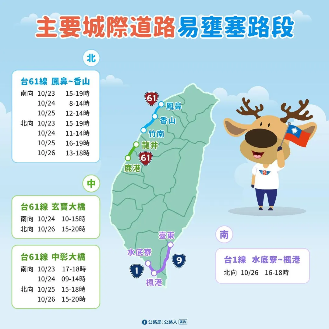 公路局預測易塞路段。（圖／公路局，下同）