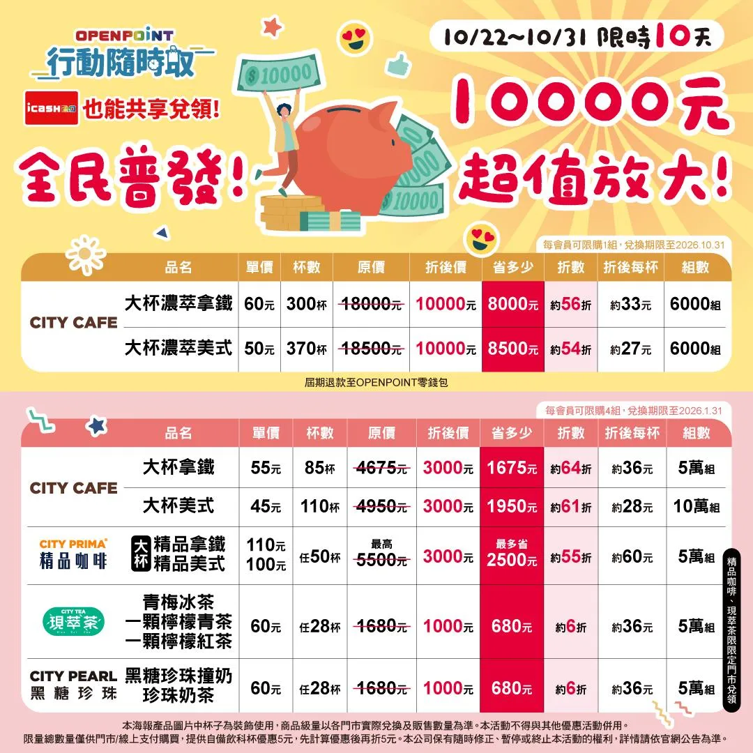 OPENPOINT行動隨時取CITY系列飲品組合優惠。（圖／7-ELEVEN臉書粉專）