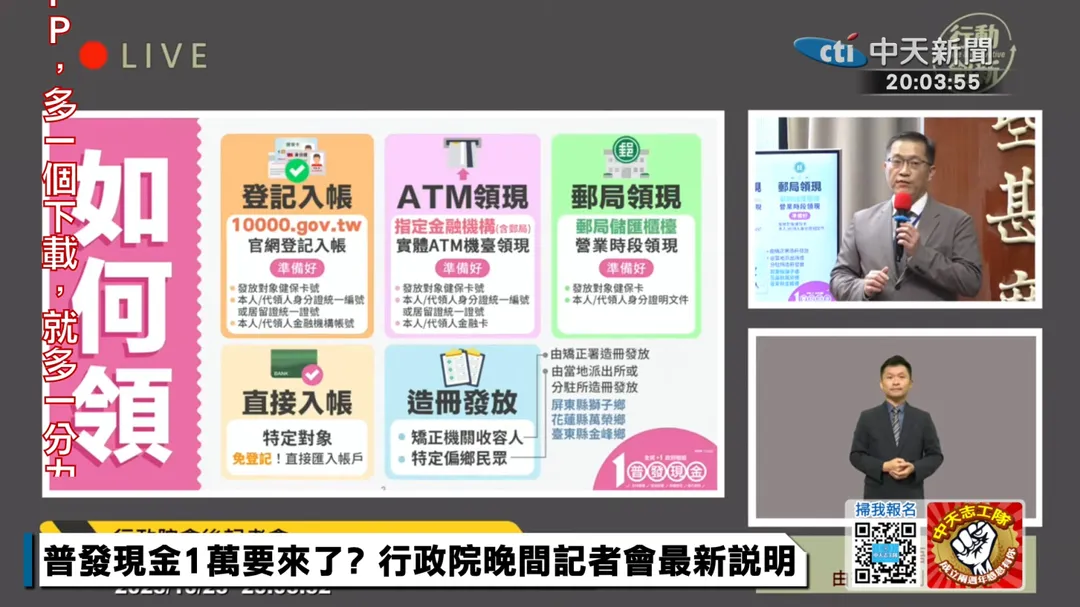 普發現金有五種發放方式。（圖／中天新聞）