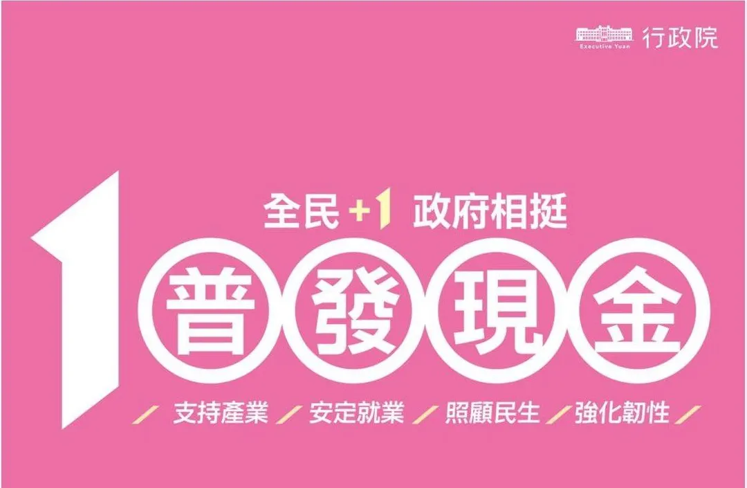 為提升全民福祉,行政院推出「全民+1 政府相挺」普發現金政策,藉此活絡內需、減輕民眾生活壓力。(圖取自行政院臉書)