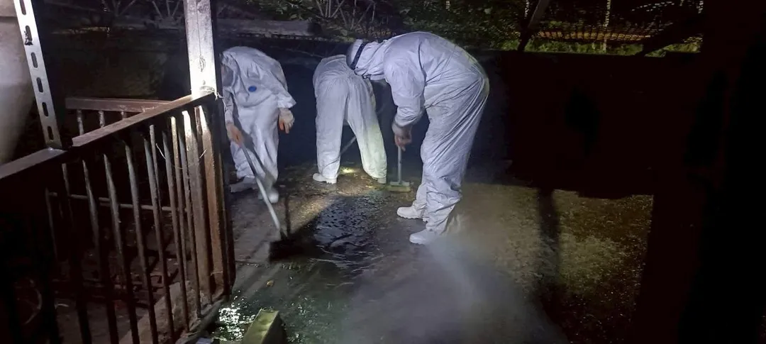 台中市府針對非洲豬瘟案場進行清消。（圖／台中市政府）