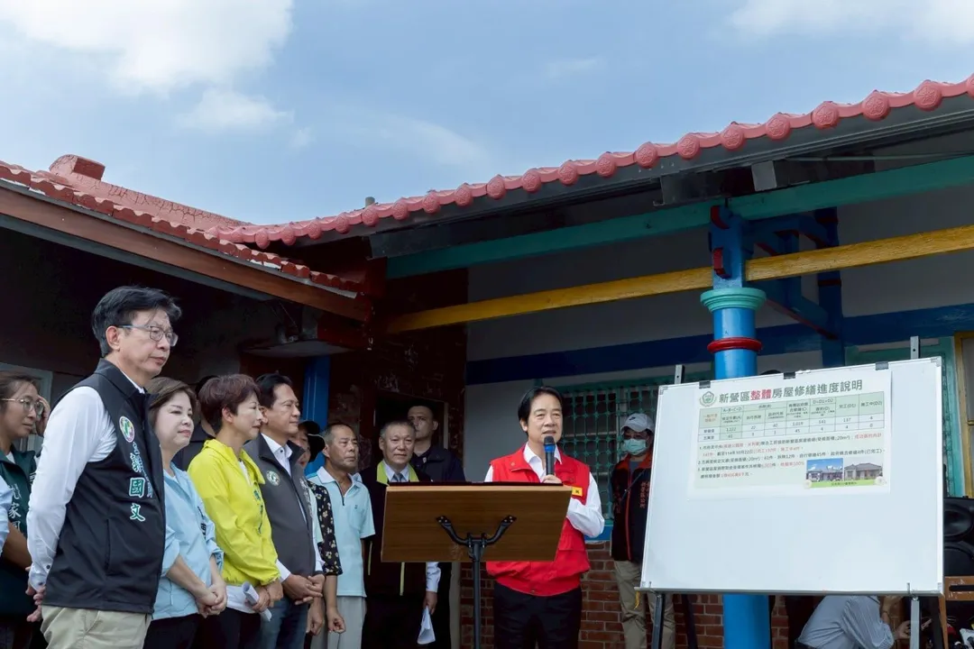 賴清德總統26日再度南下台南視察災民重建狀況(攝自賴清德臉書)