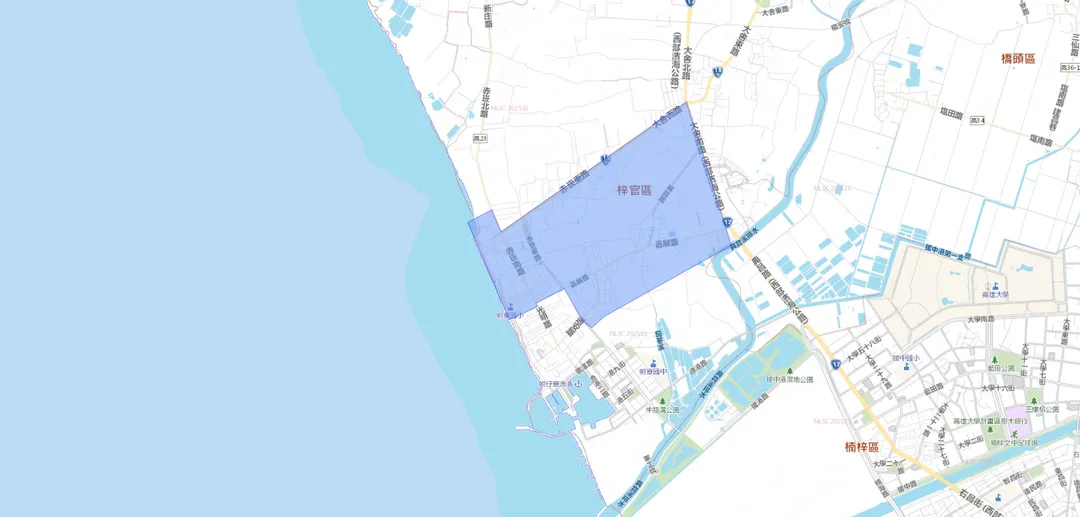 高雄市梓官區部分路段停水。（圖／翻攝自台水官網）