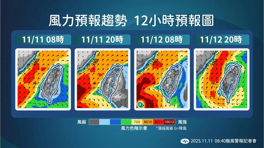 風力預報趨勢。（圖／中央氣象署）