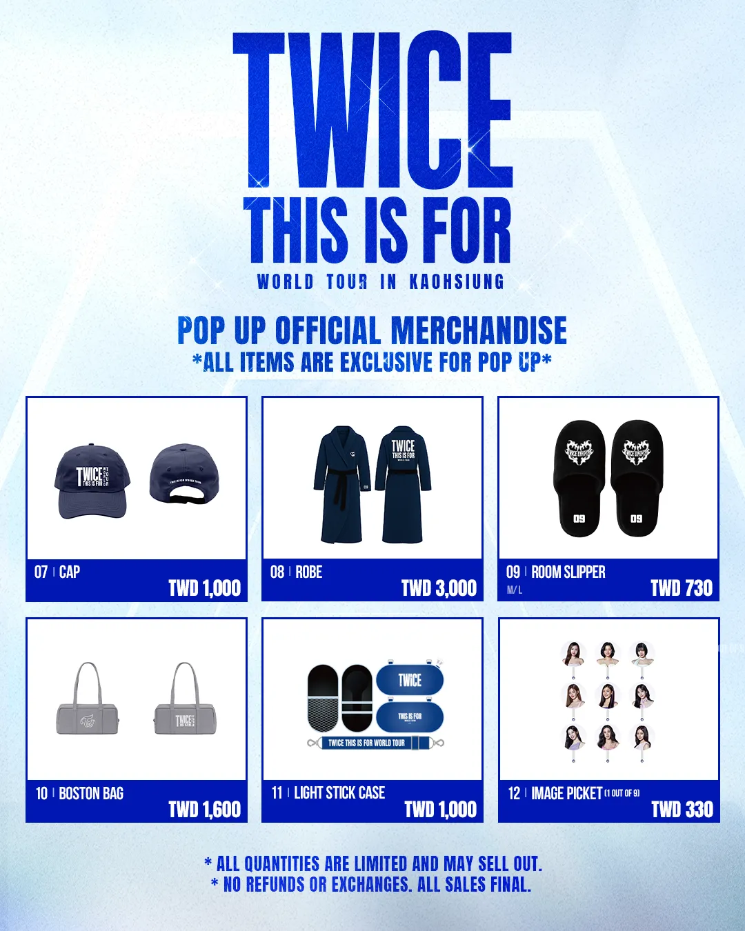 TWICE高雄快閃店限量商品。（圖／Live Nation Taiwan 提供）
