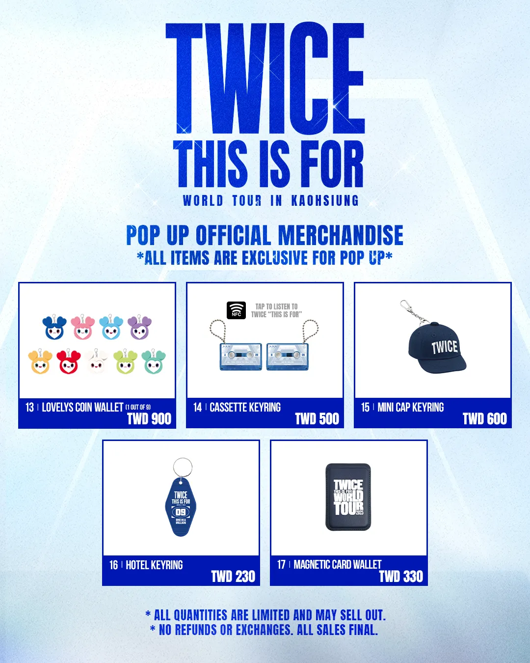 TWICE高雄快閃店限量商品。（圖／Live Nation Taiwan 提供）