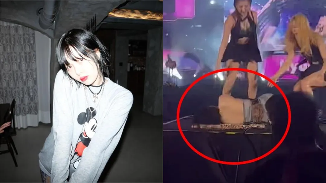 南韓女星泫雅9日在澳門表演時突然暈倒，當時她正在舞台上熱舞演唱，氣氛正熱烈，卻突然身體搖晃倒地。（圖／翻攝自微博）