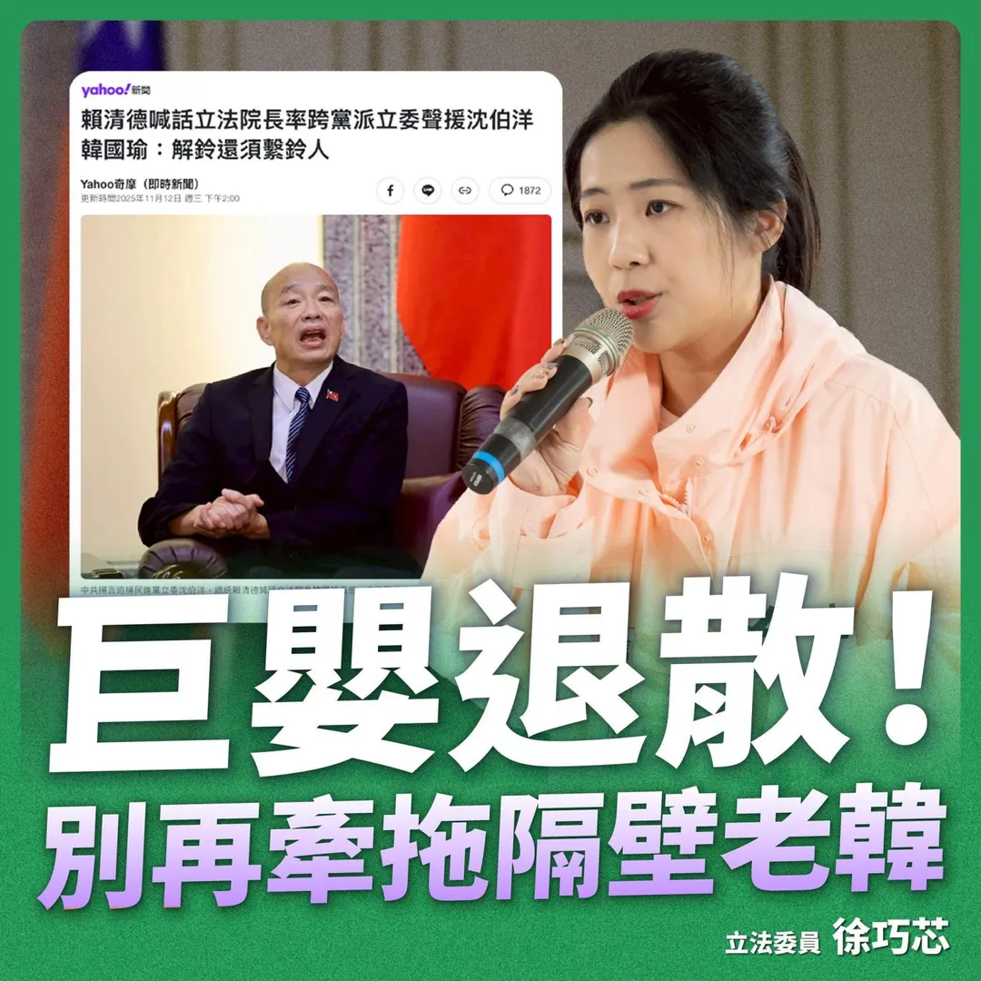 國民黨立委徐巧芯轟賴清德總統。（取自徐巧芯臉書）