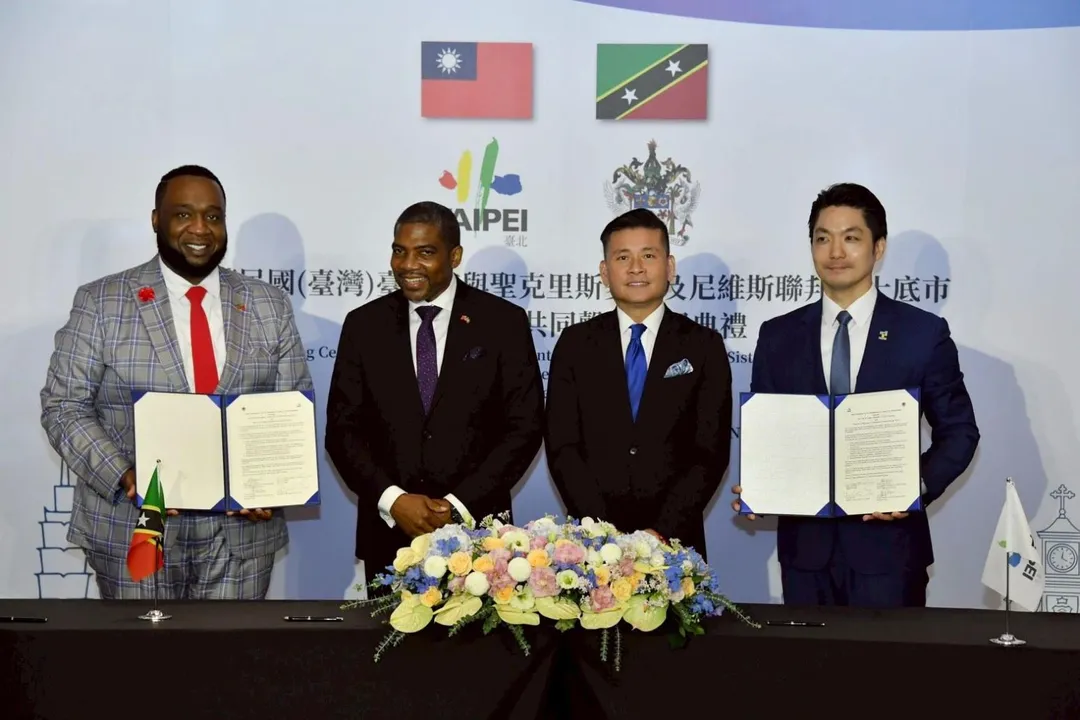 蔣萬安與克國首都巴士底市簽署締結姊妹市共同聲明。（圖／臺北市政府）