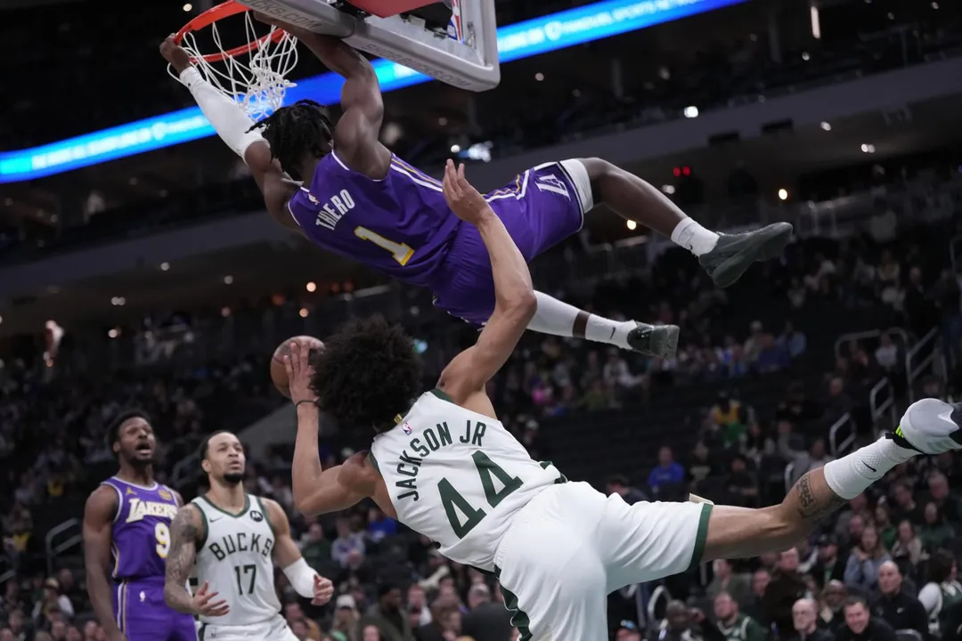 希耶羅是2025年NBA選秀第36順位新秀，此戰終於迎來NBA首次亮相。（圖／美聯社）