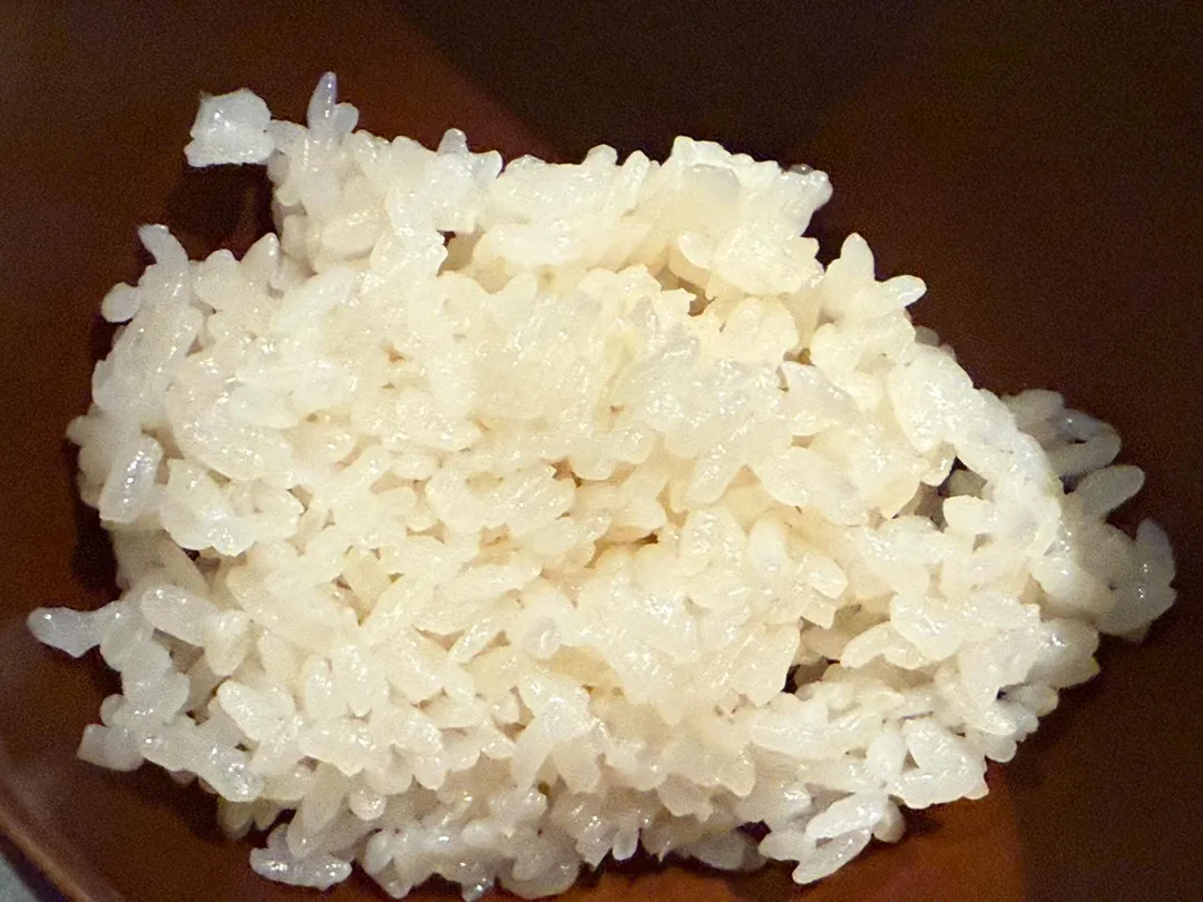 竹筴魚高湯炊飯使用彰化二林2號米，飽滿米粒充滿高湯香氣。（圖／黃宏輝提供）