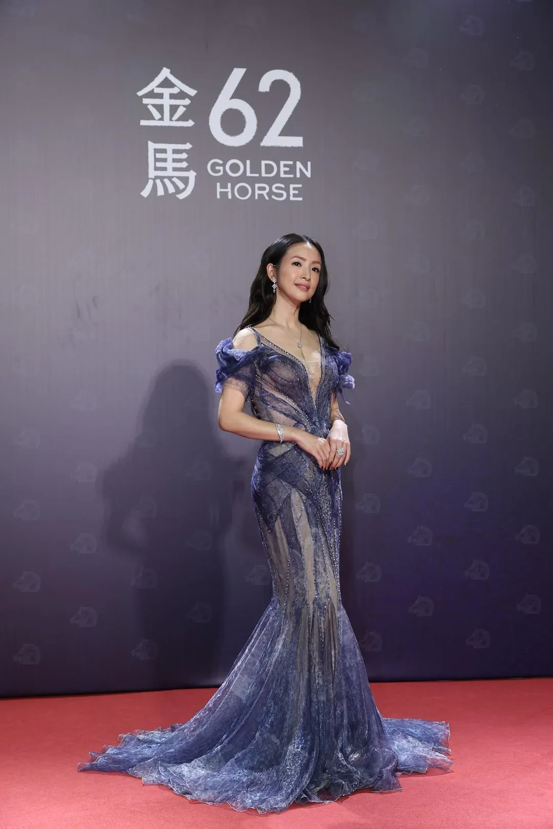 入圍最佳女主角的林依晨，身穿透明薄紗深V魚尾禮服，若隱若現的服裝，展現出她的優雅與魅力，讓人目不轉睛。（圖／中國時報 陳俊吉、杜宜諳、郭吉銓攝）
