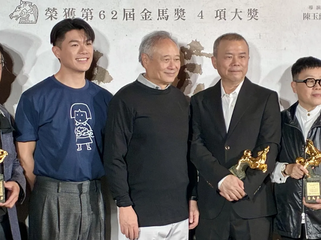 李安(中)透露陳玉勳(右)當過他一天學生。(圖/記者郭竹倩 攝)