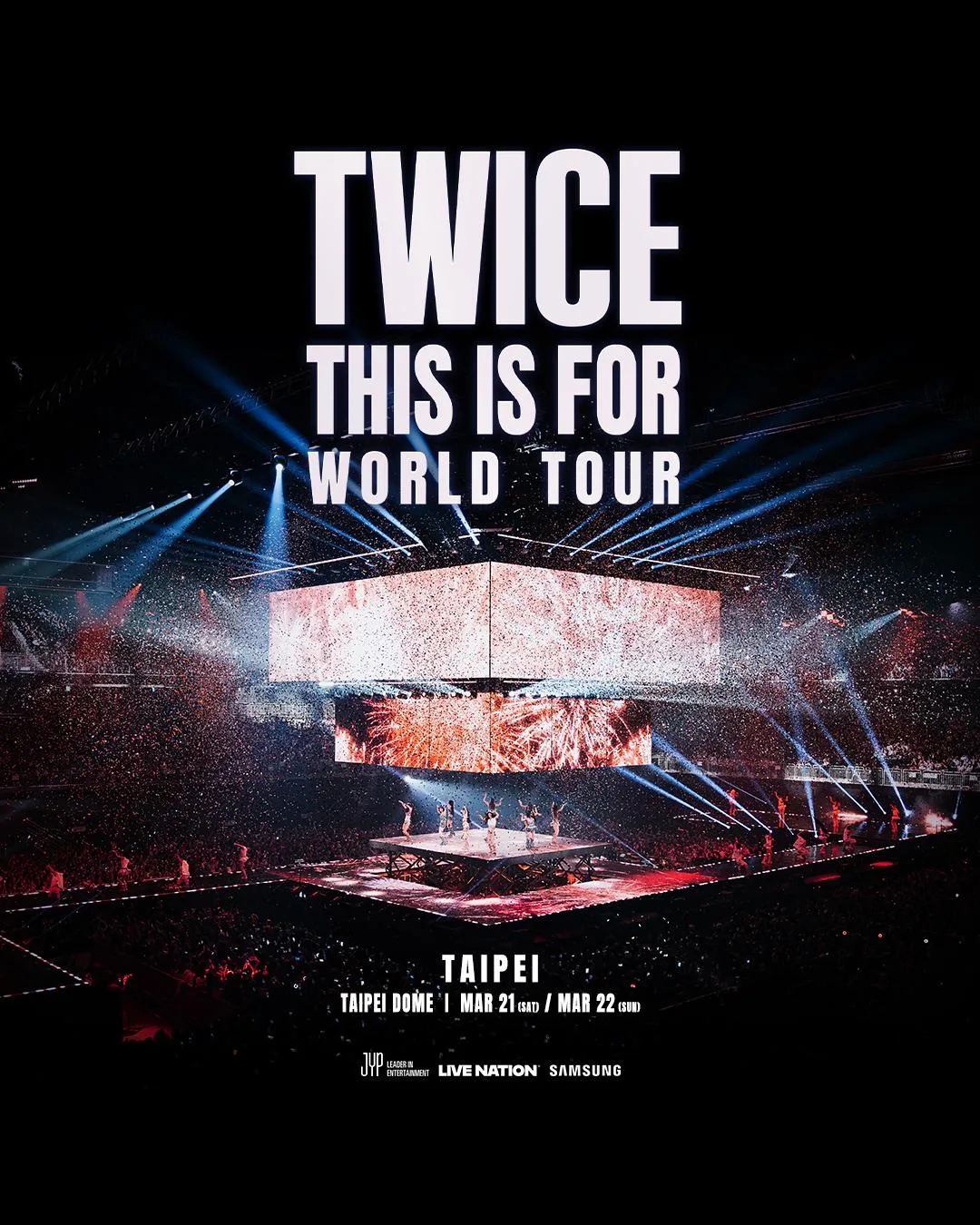 TWICE將於明年3月21和22日於台北大巨蛋加場。(圖/翻攝自TWICE臉書)