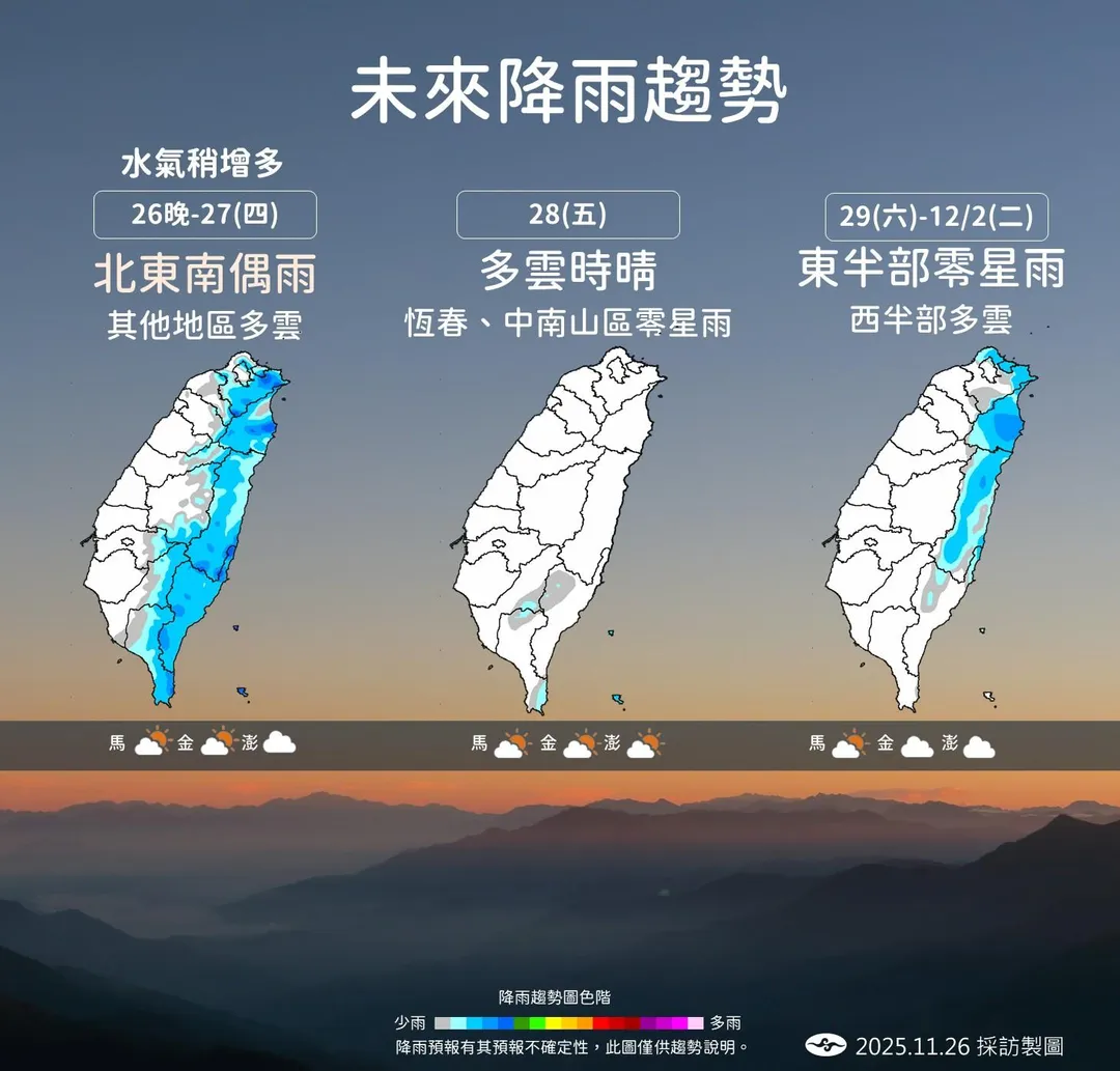 未來降雨趨勢。(圖/中央氣象署)