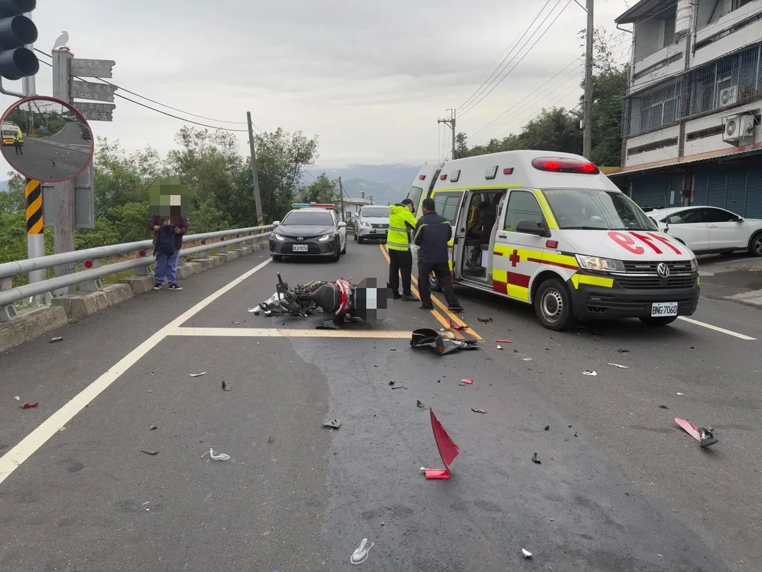 台東志航路今晨汽機車事故釀1死,空軍士官休假返家途中不幸身亡。(圖/警方提供,下同)