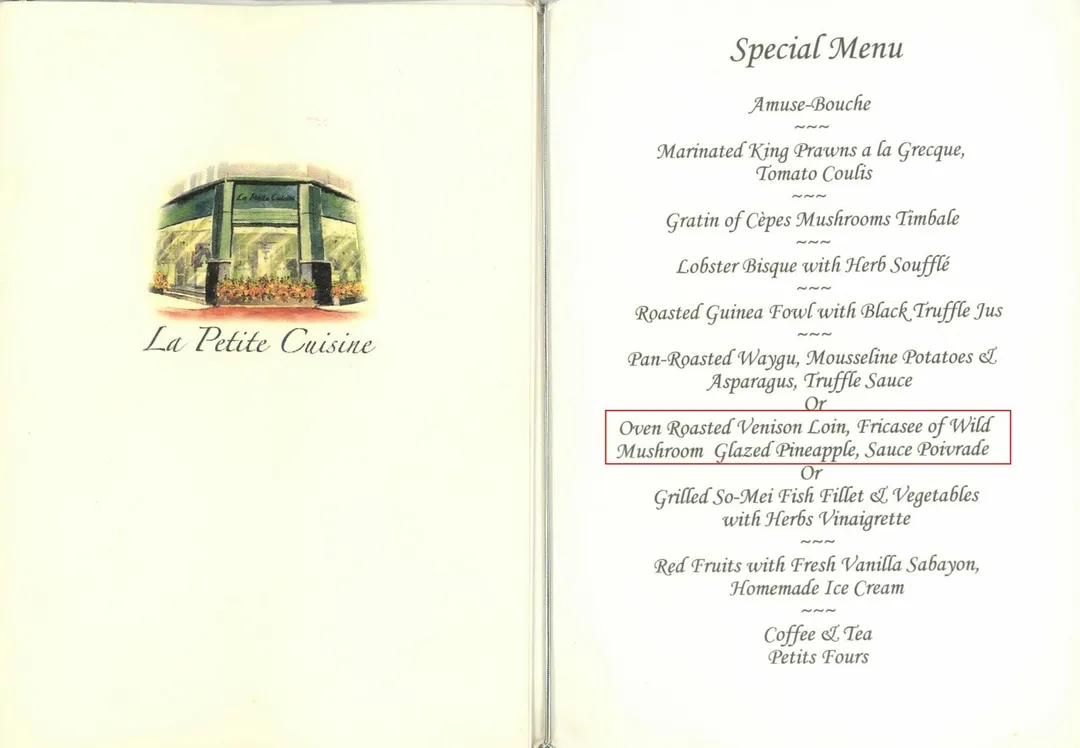 名廚Justin郭曾在台開設「La Petite Cuisine」餐廳，當時菜單上有1味「野鹿肉」。（圖／黃宏輝提供）