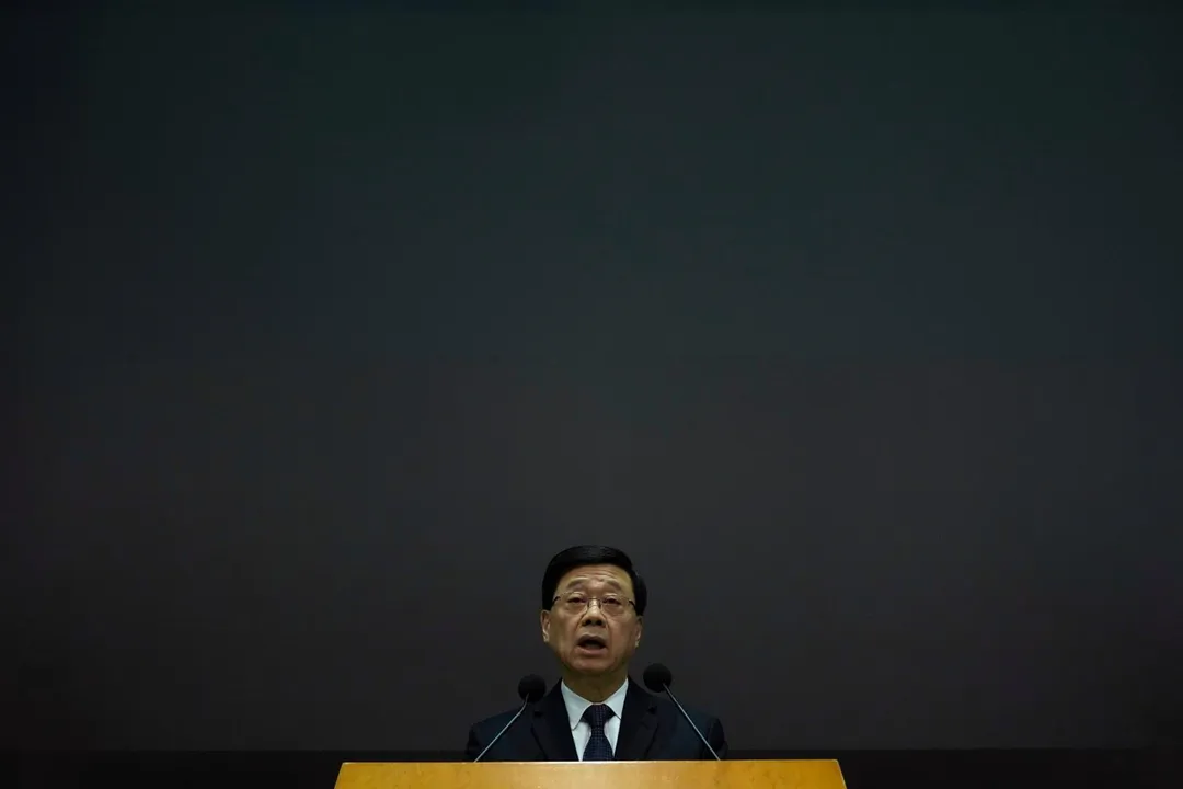 12月2日，李家超在記者會上。（圖／美聯社）