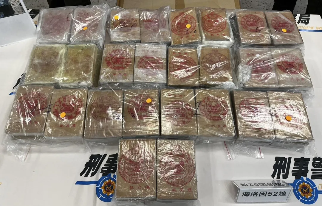 52塊雙獅牌海洛因磚市價超過2億元。（圖／翻攝畫面）