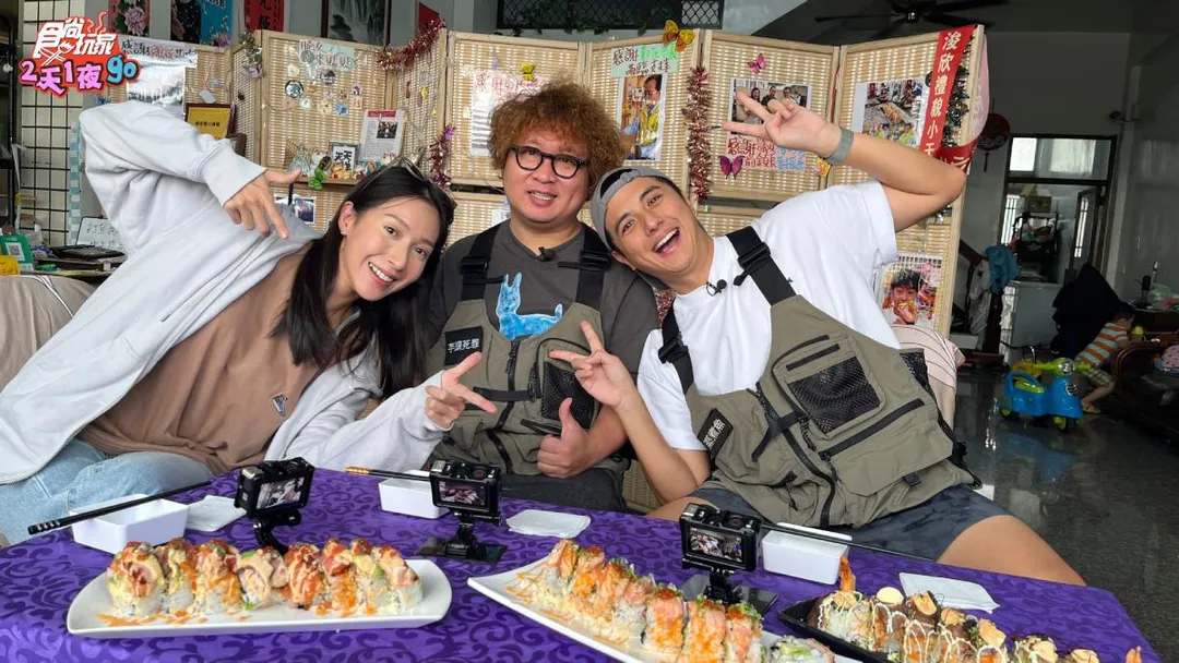 楊晴（左起）、納豆、曾子余近日隨節目《食尚玩家》參與「中彰海線之旅」。（圖／TVBS提供）