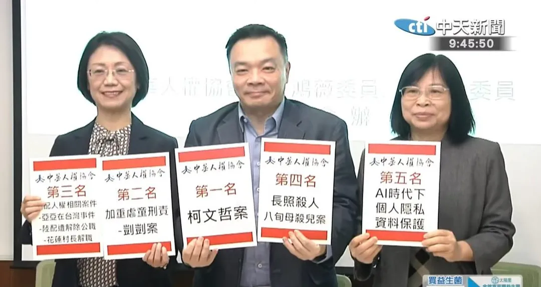 中華人權協會今（5日）公布「2025 十大人權新聞」。（圖／中天新聞）