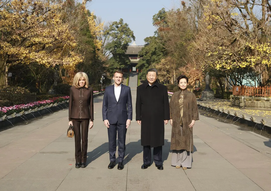 中法兩國元首在都江堰舉行非正式會晤。（圖／《新華社》）