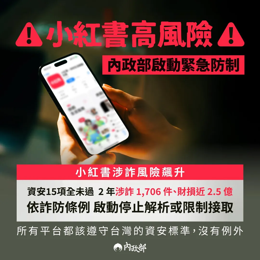 對不願配合法規的小紅書，才採取「停止解析」的緊急處置。（圖／內政部警政署）