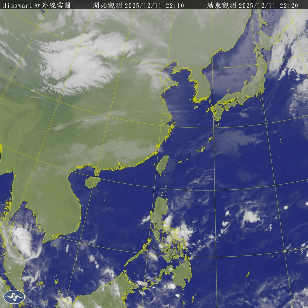 受到東北風影響全台「13縣市」,11日晚上至12日晚上期間將有強風出現。(氣象署)