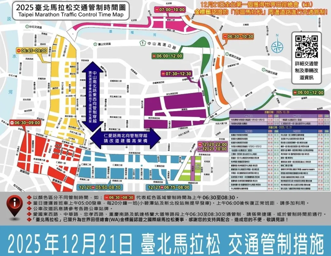 台北馬拉松早餐路跑交管示意圖。（圖／翻攝畫面）