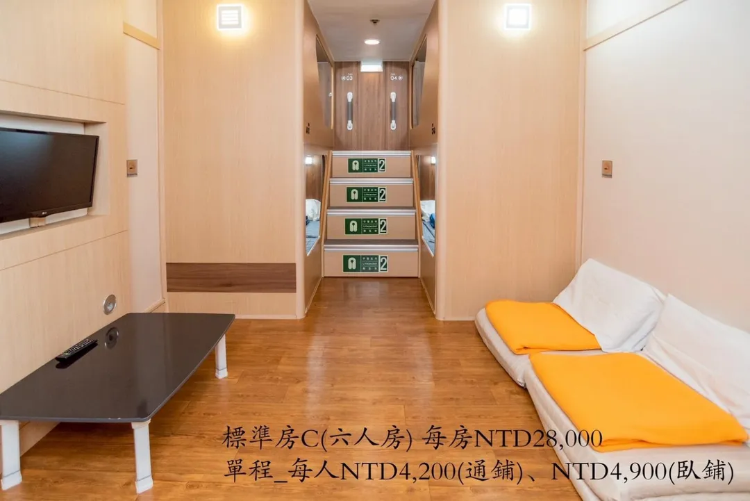 標準房C為6人房，提供2張上下鋪每人4900元，2個通鋪位每人4200元，每房2萬8000元。(圖/華岡集團提供）
