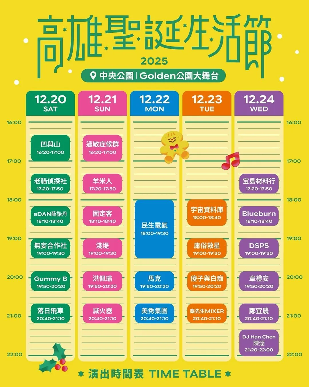 2025高雄聖誕生活節「聖誕黃金週」將在周末精彩登場！ 12月20日至24日連唱五天。（圖／高雄市政府）
