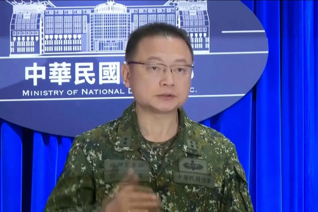 國防部發言人孫立方29日在國防部臨時記者會上。(圖/美聯社)