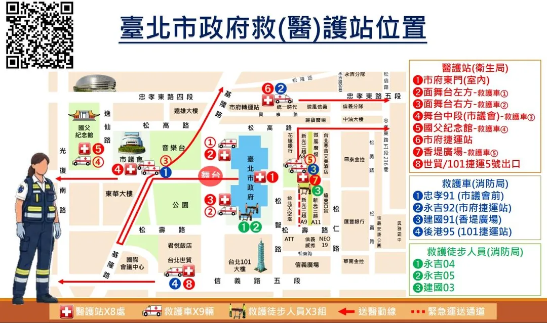 北市府前醫護站位置示意圖。（圖／翻攝畫面）