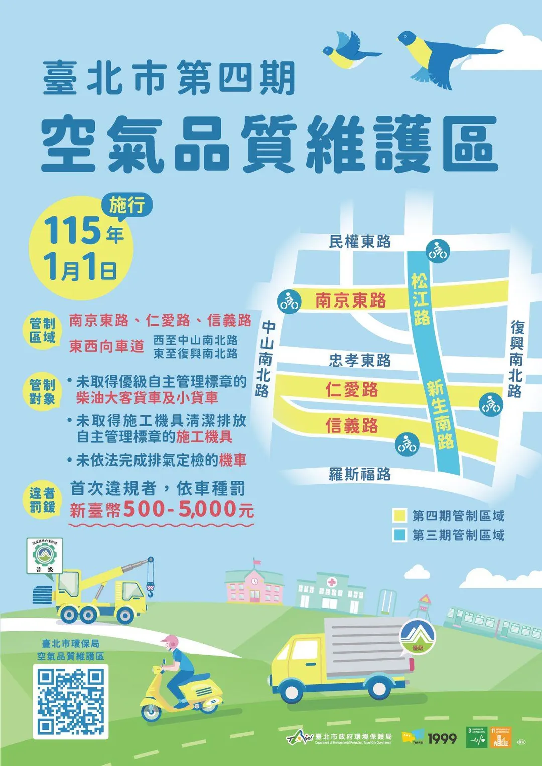 北市第四期空氣品質維護區115年1月1日施行。(圖/台北市環保局提供)