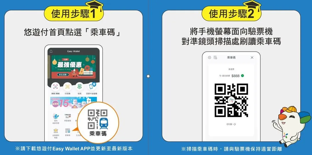 民眾可透過「交通乘車碼」（QR Code）掃碼搭車。（圖／悠遊卡公司提供）