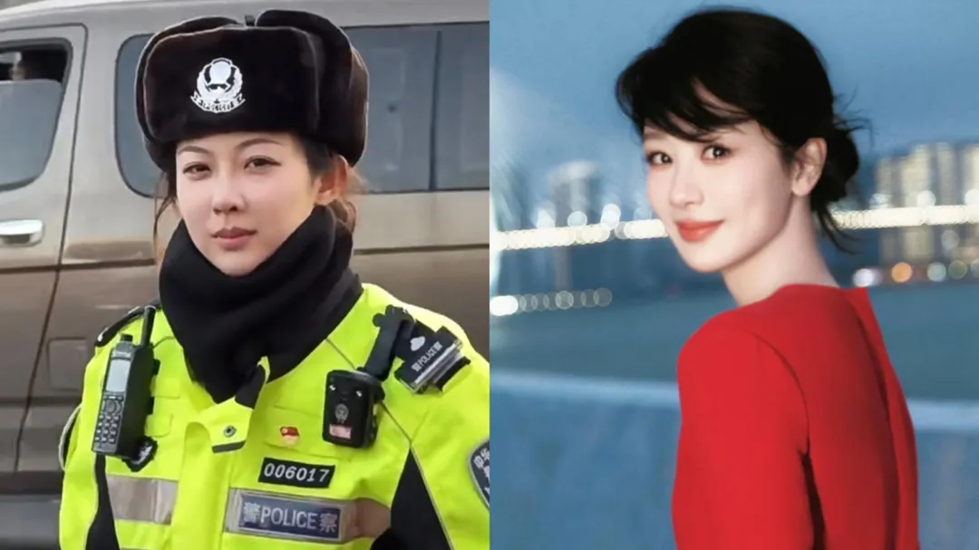 張鈺被封「最美交警」與女星楊紫(右)長相神似。(圖/翻攝微博)