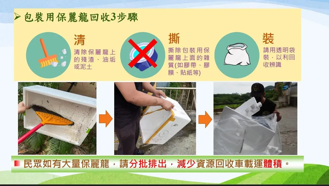 保麗龍回收步驟。（圖／環境部）