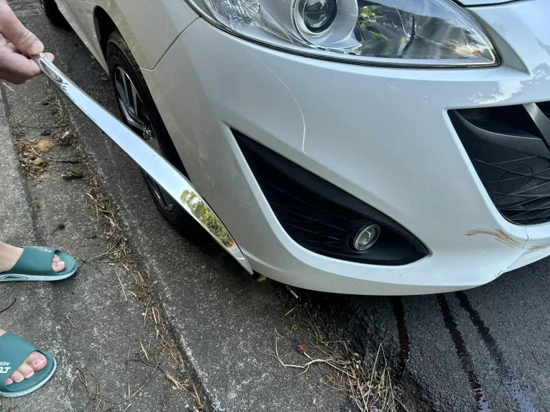 駕駛自小客車沿寶山路往彰化市區方向行駛，突然有水鹿從右側路旁衝到路上，民眾煞車不及而發生碰撞。（圖／中天新聞）