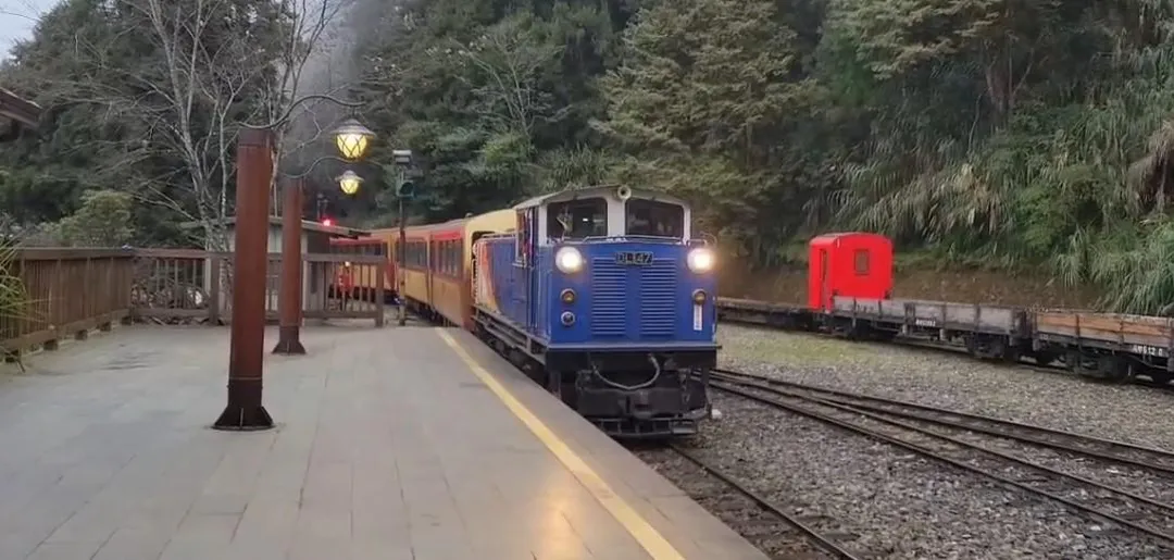 阿里山林鐵每日上午9時從嘉義開往十字路車站之定期列車。（圖／中天新聞）