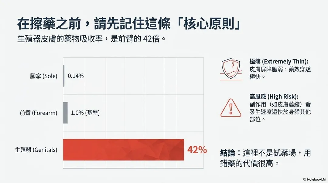 泌尿科呂謹亨醫師強調生殖器皮膚吸收力為手臂的40倍。（圖／呂謹亨臉書「泌尿科呂謹亨醫師 - 大亨醫師」）