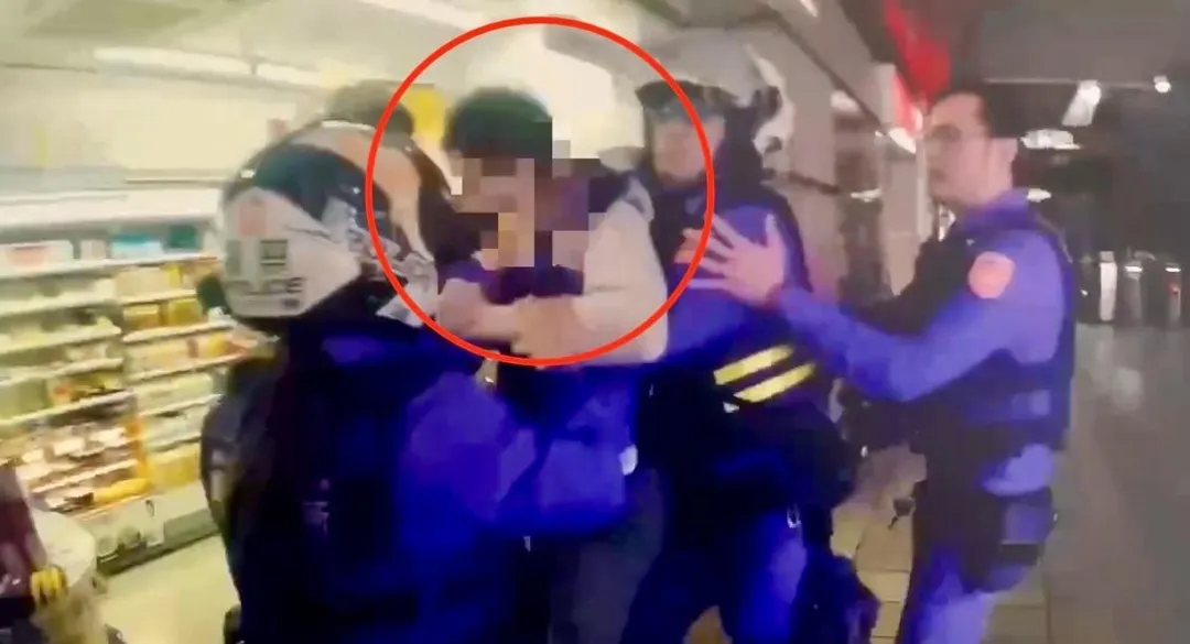 員警壓制管束男子。（圖／翻攝畫面）