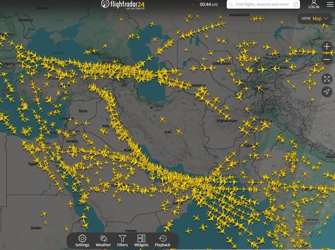 「FlightRadar24」網站曝光航跡。（圖／翻攝自flightradar24網站）
