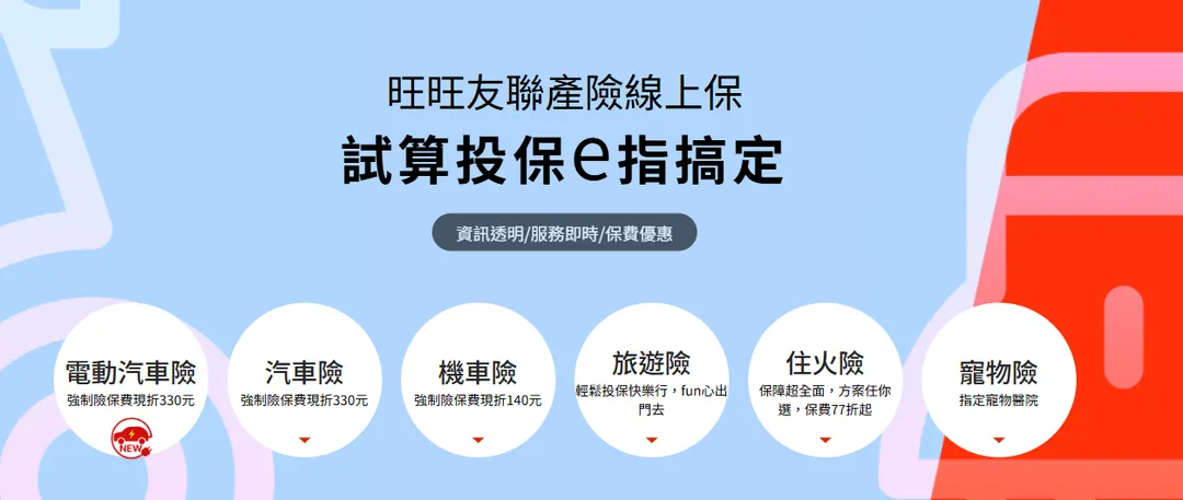 旺旺友聯推出網路投保電動汽車險&nbsp; E指搞定試算及投保（圖/旺旺友聯提供）