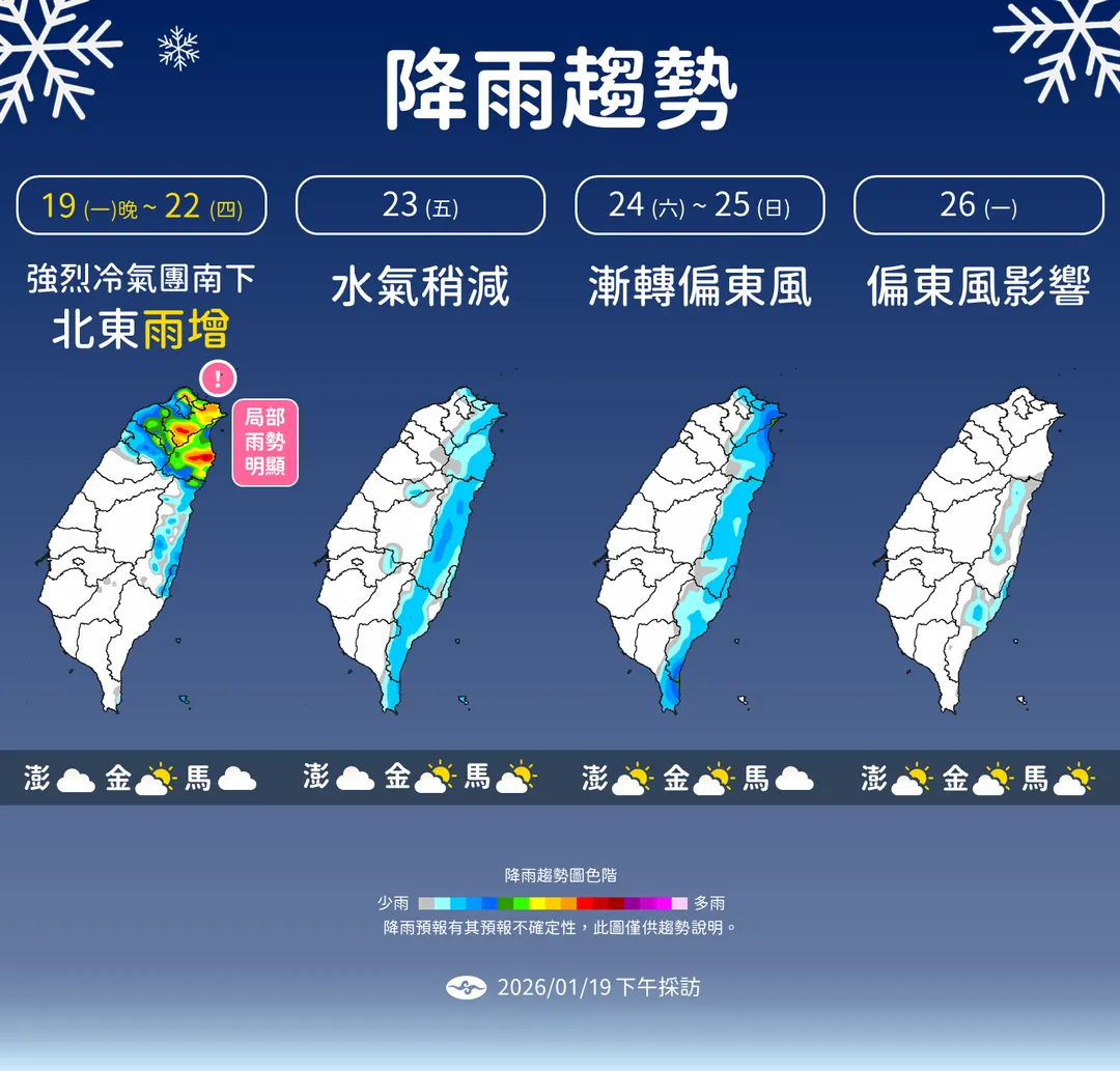 一週降雨趨勢。（圖／中央氣象署）